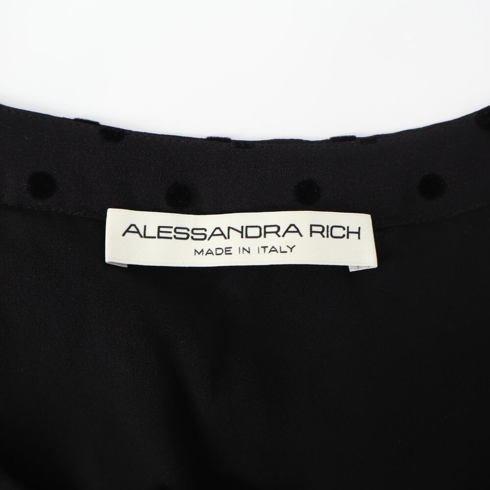 Alessandra Rich Women's Silk/Lace Polka Dot Midi Dress Black Sz 38 US Sz 2 - Picture 7 of 11